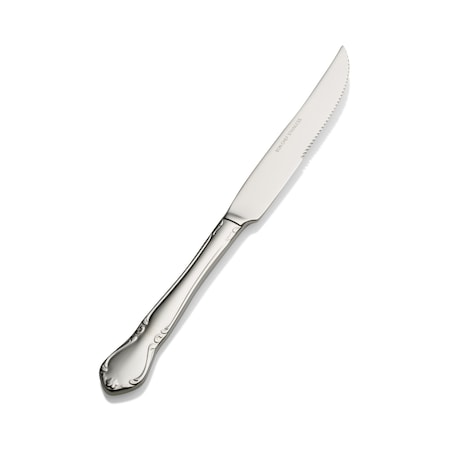 Bon Chef Queen Anne, Steak Knife, Euro, Solid Handle, Mirror Finish, 13/0, 9.94" , set of 12 S1815